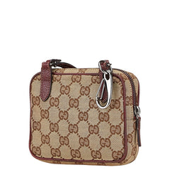 グッチ GGキャンバス 斜め掛け ショルダーバッグ ポーチ 120975 ベージュ ボルドー キャンバス レザー レディース GUCCI 【中古】
