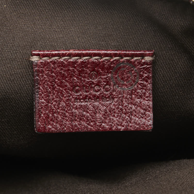 グッチ GGキャンバス 斜め掛け ショルダーバッグ ポーチ 120975 ベージュ ボルドー キャンバス レザー レディース GUCCI 【中古】