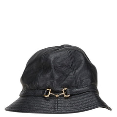 グッチ ホースビット バケットハット サイズ：S 666600 ブラック レザー メンズ GUCCI 【中古】