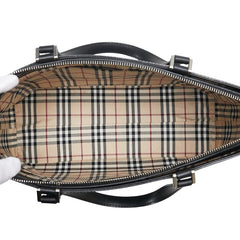 バーバリー ノバチェック ハンドバッグ ブラック レザー レディース BURBERRY 【中古】