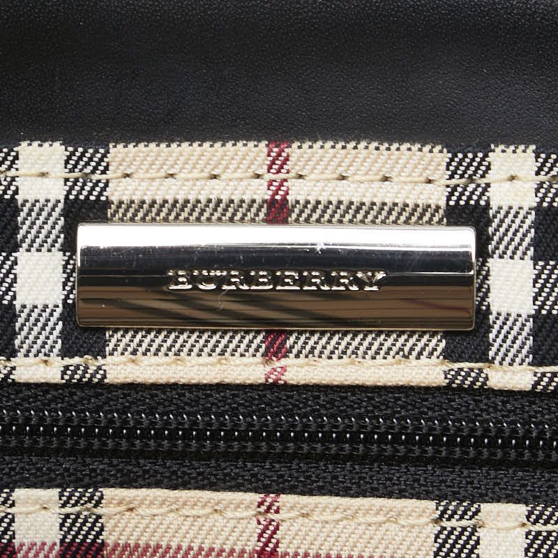 バーバリー ノバチェック ハンドバッグ ブラック レザー レディース BURBERRY 【中古】