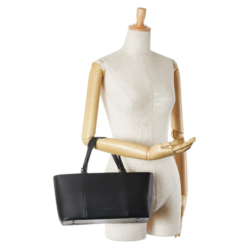 バーバリー ノバチェック ハンドバッグ ブラック レザー レディース BURBERRY 【中古】