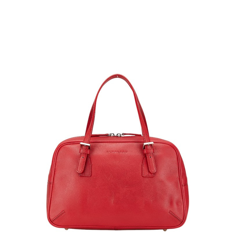 バーバリー ノバチェック ハンドバッグ ミニボストンバッグ レッド レザー レディース BURBERRY 【中古】