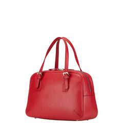 バーバリー ノバチェック ハンドバッグ ミニボストンバッグ レッド レザー レディース BURBERRY 【中古】