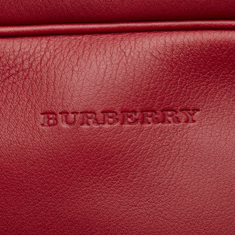 バーバリー ノバチェック ハンドバッグ ミニボストンバッグ レッド レザー レディース BURBERRY 【中古】