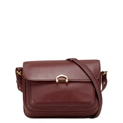 カルティエ マストライン 斜め掛け ショルダーバッグ ワインレッド ボルドー レザー レディース CARTIER 【中古】