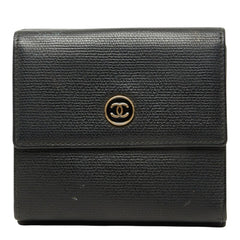 シャネル ココマーク 二つ折り財布 A20902 ブラック ゴールド レザー レディース CHANEL 中古