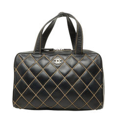 シャネル ココマーク ワイルドステッチ ハンドバッグ ブラック ゴールド金具 レザー レディース CHANEL 中古
