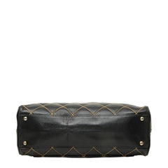 シャネル ココマーク ワイルドステッチ ハンドバッグ ブラック ゴールド金具 レザー レディース CHANEL 中古