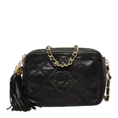 シャネル ココマーク マトラッセ 斜め掛け チェーン ショルダーバッグ ブラック ラムスキン レディース CHANEL 中古