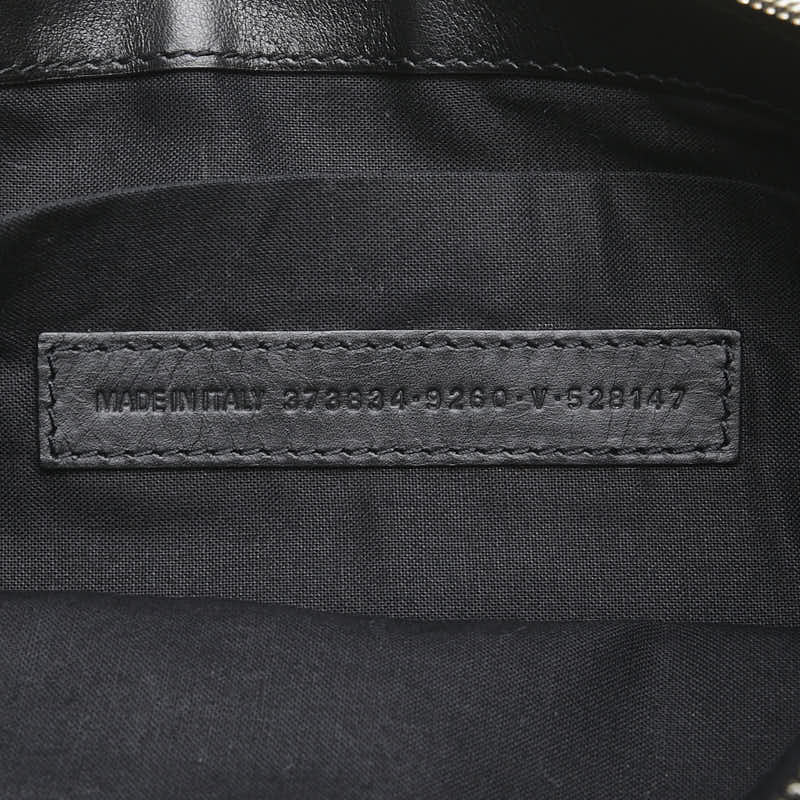 バレンシアガ ネイビークリップM クラッチバッグ 373834 ベージュ ブラック キャンバス レザー レディース BALENCIAGA 【中古】