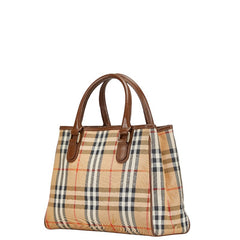バーバリー ノバチェック シャドーホース トートバッグ ハンドバッグ ベージュ マルチカラー PVC レザー レディース BURBERRY 【中古】