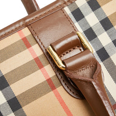 バーバリー ノバチェック シャドーホース トートバッグ ハンドバッグ ベージュ マルチカラー PVC レザー レディース BURBERRY 【中古】