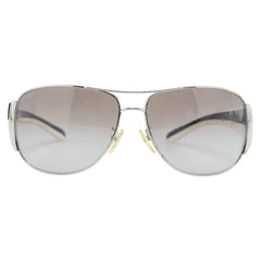 プラダ サイドロゴ サングラス SPR75G シルバー ブラック プラスチック レディース PRADA 【中古】