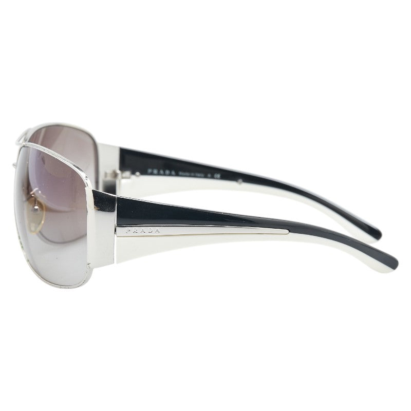 プラダ サイドロゴ サングラス SPR75G シルバー ブラック プラスチック レディース PRADA 【中古】