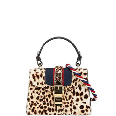 グッチ シェリーライン シルヴィ レオパード ミニ ハンドバッグ ショルダーバッグ 2WAY 470270 ベージュ ブラウン ハラコ レザー レディース GUCCI 【中古】