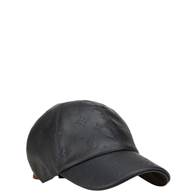 ルイ ヴィトン モノグラム シャドウ キャップ サイズ:58 M76580 ブラック レザー コットン メンズ LOUIS VUITTON 【中古】