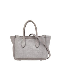 ポロ ラルフローレン クロコ ミニ スローン サッチェル ハンドバッグ ショルダーバッグ 2WAY グレー スウェード レザー レディース POLO RALPH LAUREN 【中古】