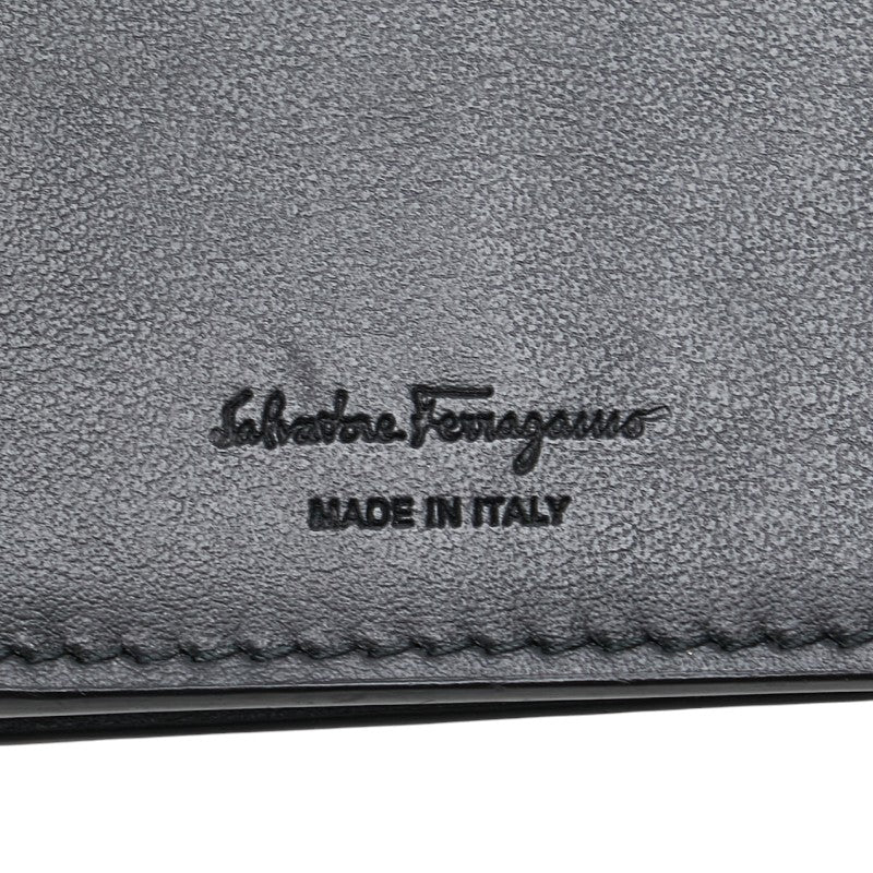 サルヴァトーレフェラガモ ダブルガンチーニ 長財布 ブラック レザー メンズ Salvatore Ferragamo 【中古】