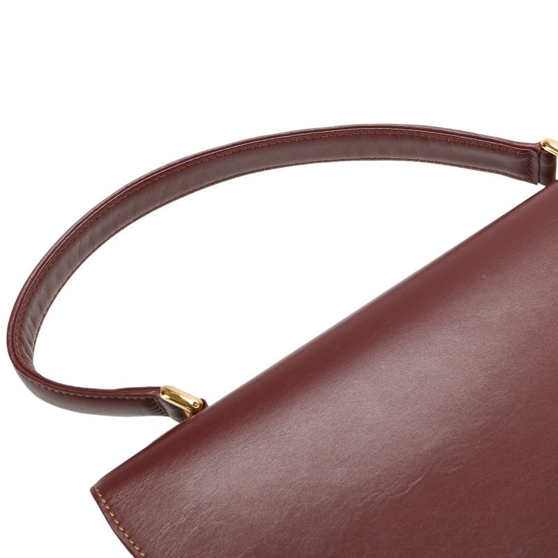 カルティエ マストライン ハンドバッグ ワインレッド レザー レディース CARTIER 【中古】