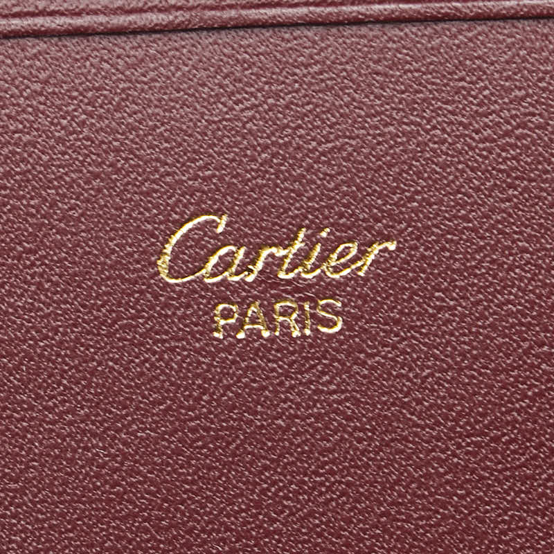 カルティエ マストライン がま口 長財布 ワインレッド レザー レディース CARTIER 【中古】