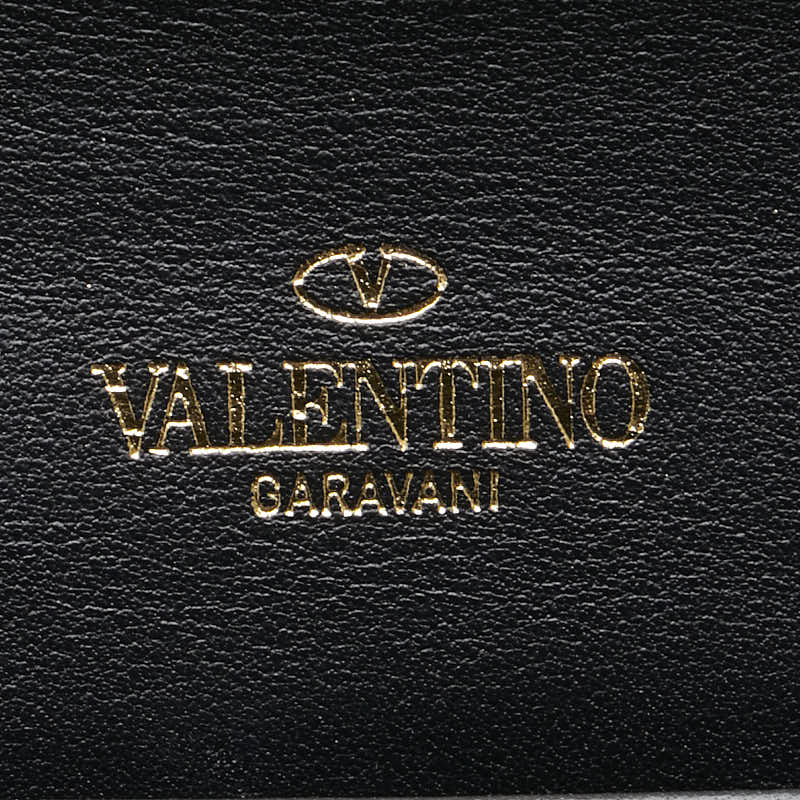 ヴァレンティノ ロックスタッズ 長財布 ブラック ゴールド レザー レディース VALENTINO 【中古】