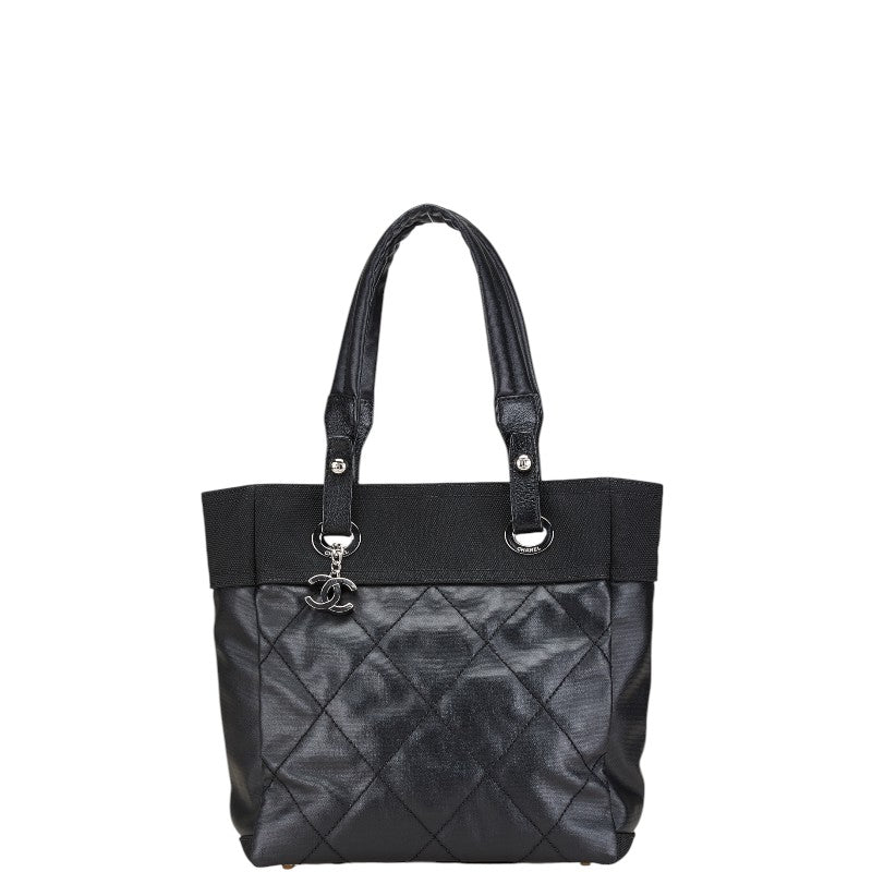 シャネル パリビアリッツトートPM トートバッグ A34208 ブラック PVC キャンバス レディース CHANEL 【中古】