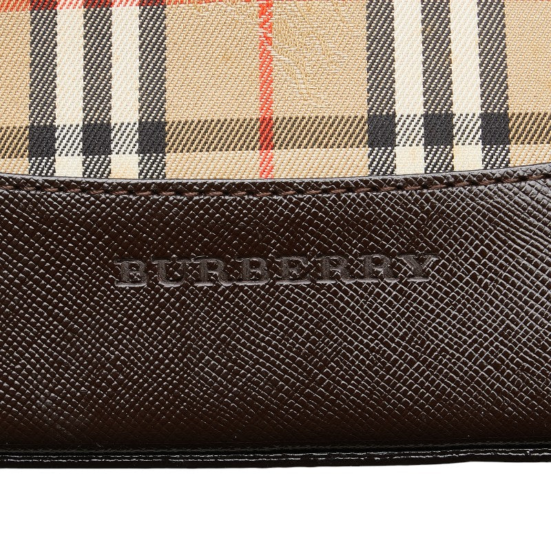 バーバリー ノバチェック シャドーホース ワンショルダーバッグ ベージュ ブラウン キャンバス レザー レディース BURBERRY 【中古】