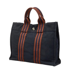 エルメス フールトゥ PM トートバッグ ハンドバッグ ネイビー ブラウン シルバー コットン レディース HERMES 中古