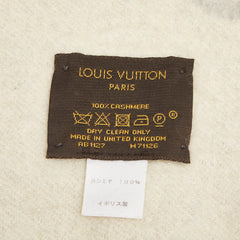 ルイ ヴィトン モノグラム エシャルプ レイキャビック マフラー M71126 グレー アイボリー カシミヤ レディース LOUIS VUITTON 中古