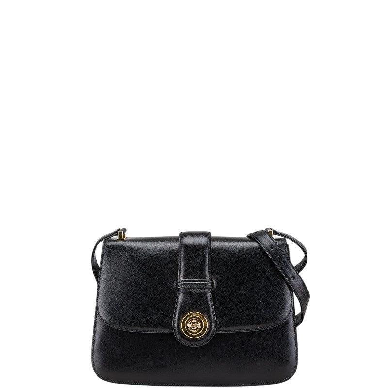 グッチ インターロッキングG 斜め掛け ショルダーバッグ ブラック レザー レディース GUCCI 【中古】