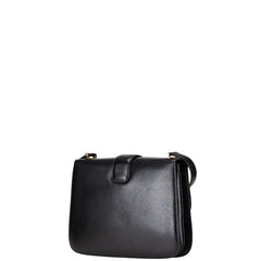 グッチ インターロッキングG 斜め掛け ショルダーバッグ ブラック レザー レディース GUCCI 【中古】