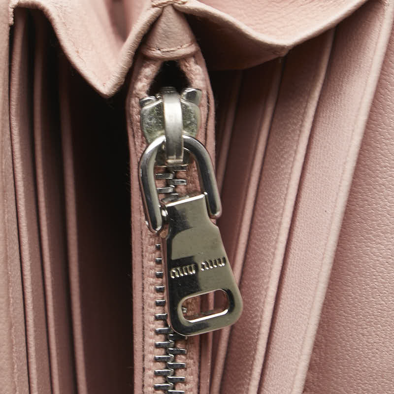 ミュウミュウ マテラッセ ビジュー 長財布 5MH109 ピンク レザー レディース MIUMIU 【中古】