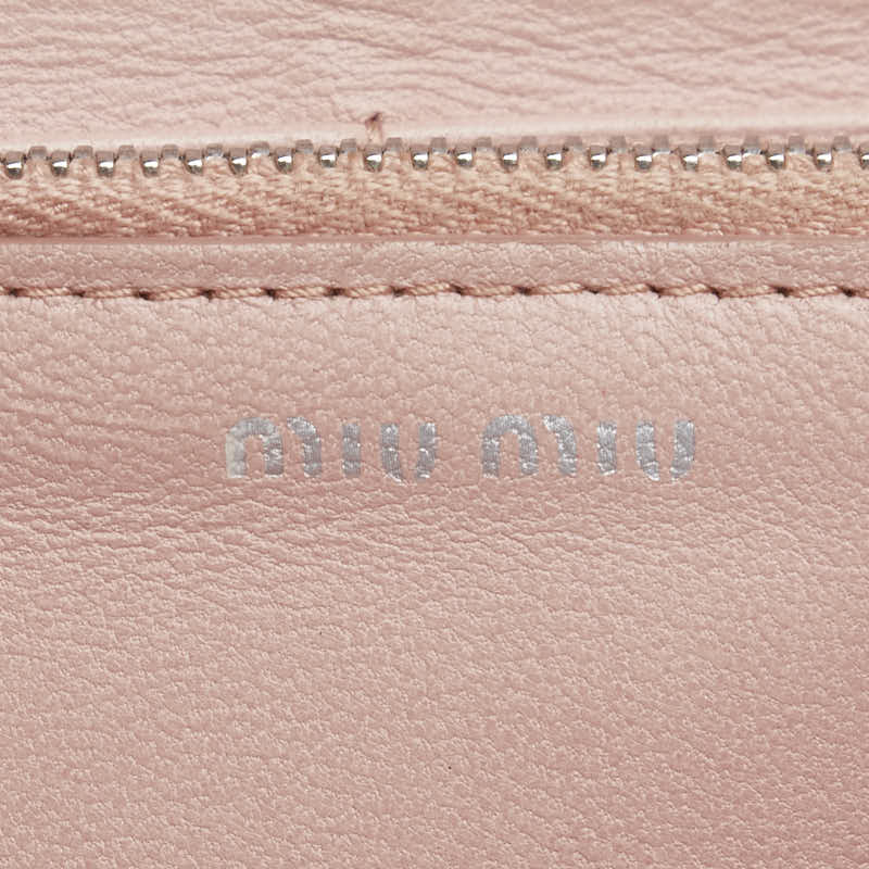ミュウミュウ マテラッセ ビジュー 長財布 5MH109 ピンク レザー レディース MIUMIU 【中古】