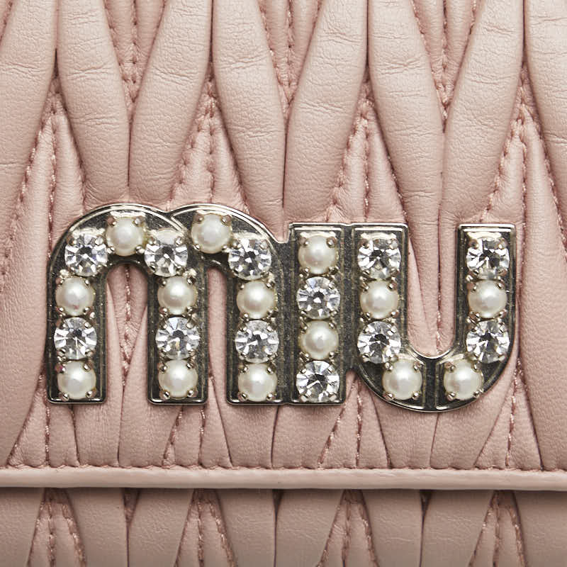 ミュウミュウ マテラッセ ビジュー 長財布 5MH109 ピンク レザー レディース MIUMIU 【中古】