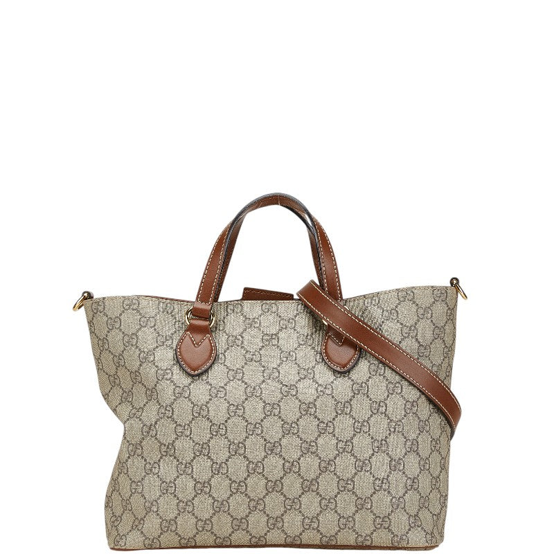 グッチ GGスプリーム ハンドバッグ ショルダーバッグ 2WAY 473887 ベージュ ブラウン PVC レザー レディース GUCCI 【中古】