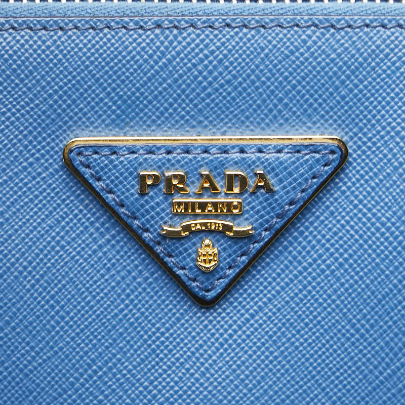 プラダ 三角ロゴプレート ハンドバッグ ブルー サフィアーノ レディース PRADA 【中古】