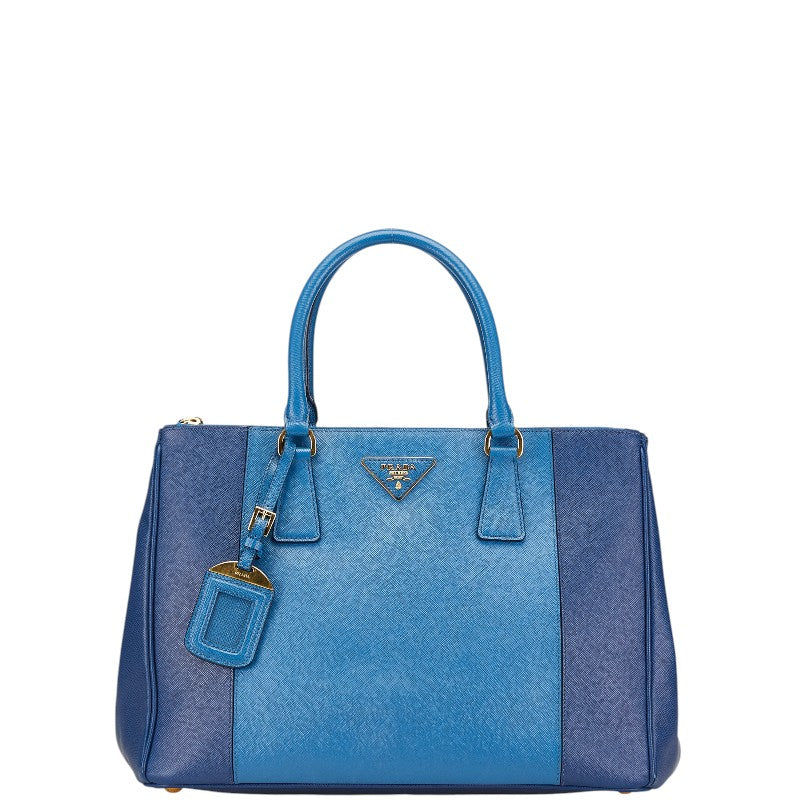 プラダ 三角ロゴプレート ハンドバッグ ブルー サフィアーノ レディース PRADA 【中古】