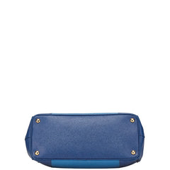 プラダ 三角ロゴプレート ハンドバッグ ブルー サフィアーノ レディース PRADA 【中古】