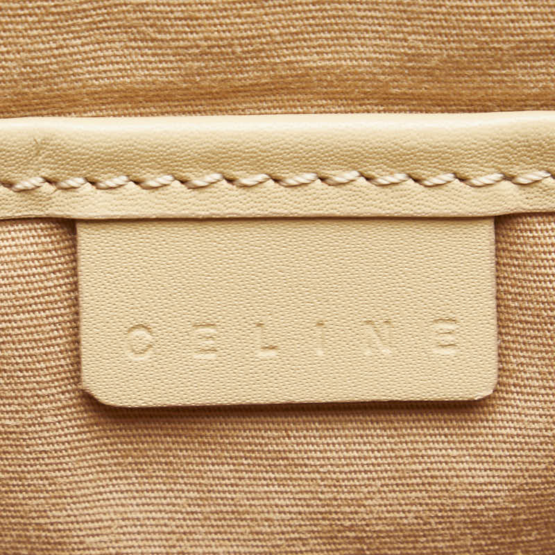 セリーヌ ロゴエンボス ハンドバッグ ベージュ レザー レディース CELINE 【中古】