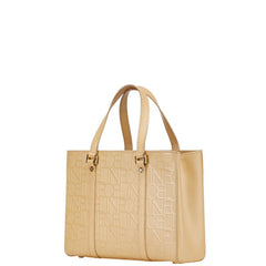 セリーヌ ロゴエンボス ハンドバッグ ベージュ レザー レディース CELINE 【中古】