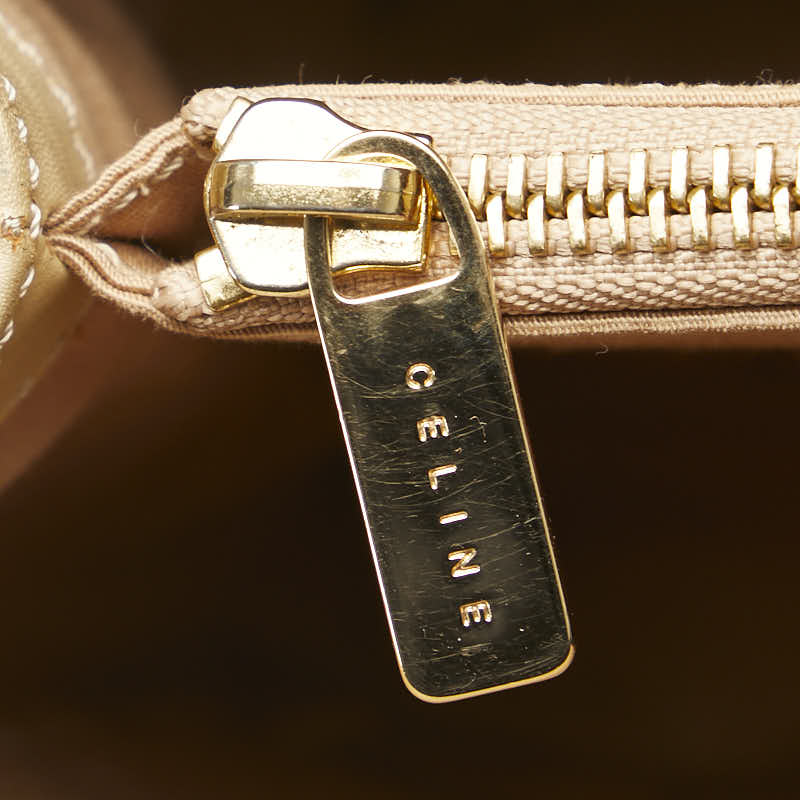 セリーヌ ロゴエンボス ハンドバッグ ベージュ レザー レディース CELINE 【中古】