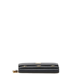 エム シー エム ロゴ金具 三つ折り財布 ブラック レザー レディース MCM 【中古】