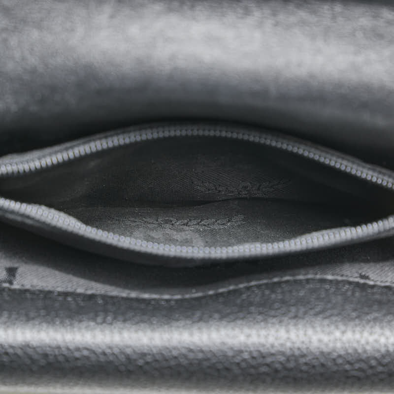 エム シー エム ロゴ金具 三つ折り財布 ブラック レザー レディース MCM 【中古】