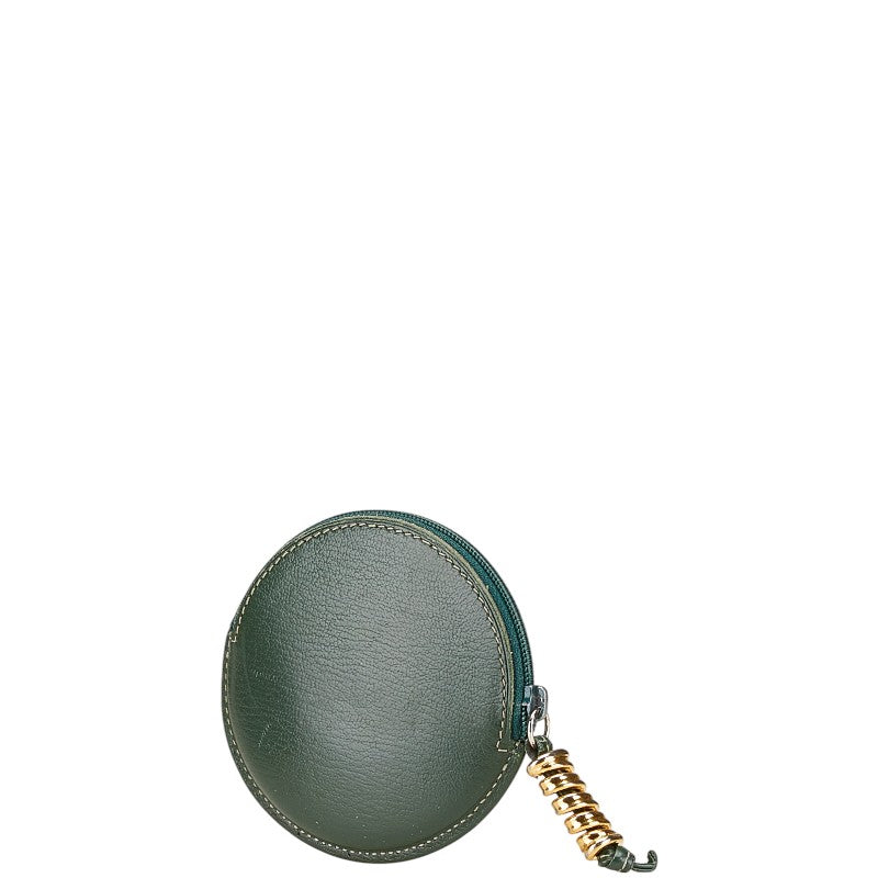 ロエベ ラウンド ツイスト金具 コインケース グリーン レザー レディース LOEWE 【中古】
