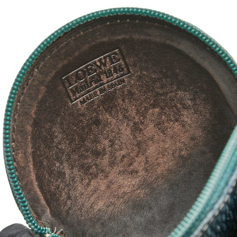 ロエベ ラウンド ツイスト金具 コインケース グリーン レザー レディース LOEWE 【中古】