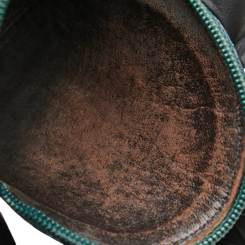 ロエベ ラウンド ツイスト金具 コインケース グリーン レザー レディース LOEWE 【中古】