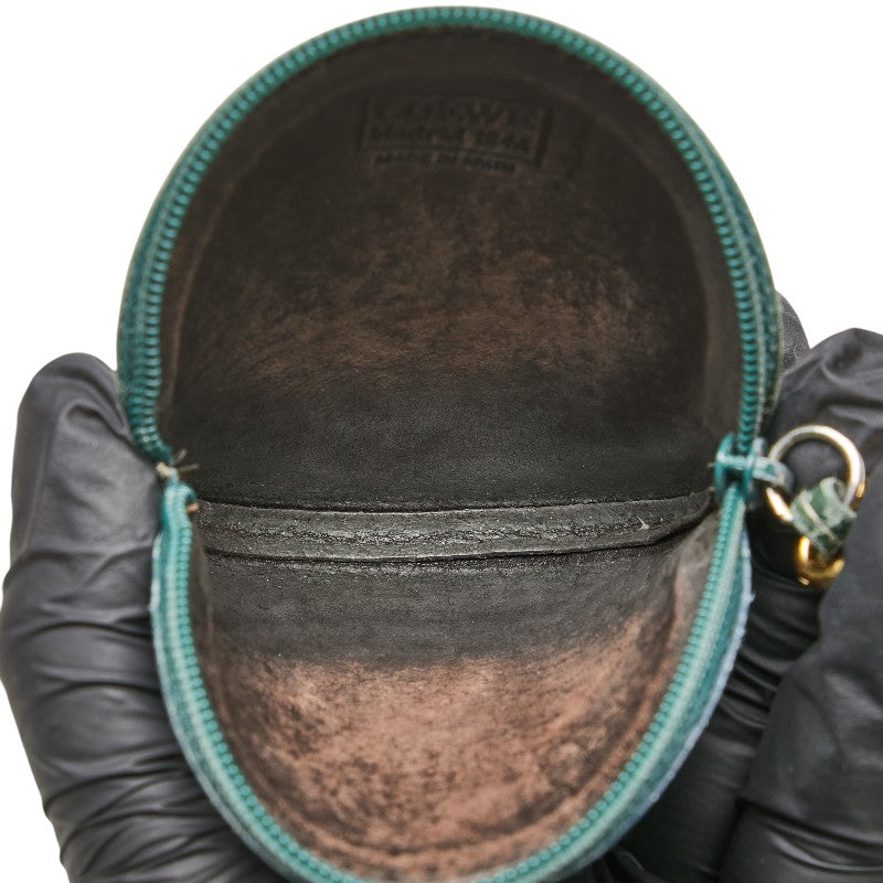 ロエベ ラウンド ツイスト金具 コインケース グリーン レザー レディース LOEWE 【中古】