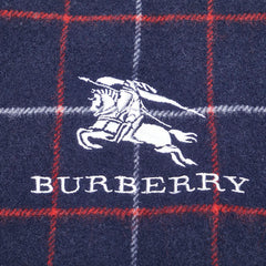 バーバリー チェック ロゴ刺繍 ブランケット ネイビー ウール レディース BURBERRY 【中古】