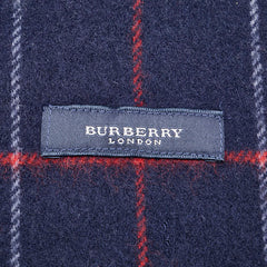 バーバリー チェック ロゴ刺繍 ブランケット ネイビー ウール レディース BURBERRY 【中古】